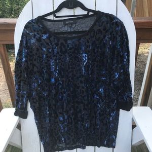 Karen Kane Elegant Blue and Black Blouse